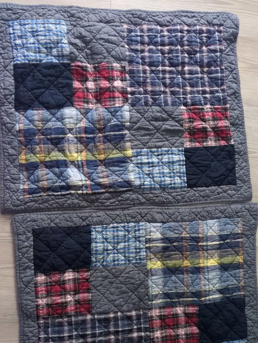 Cremeux Patchwork Quilted Pillow Shams Set Plaid Cotton 20x26 Farmhouse Blaine